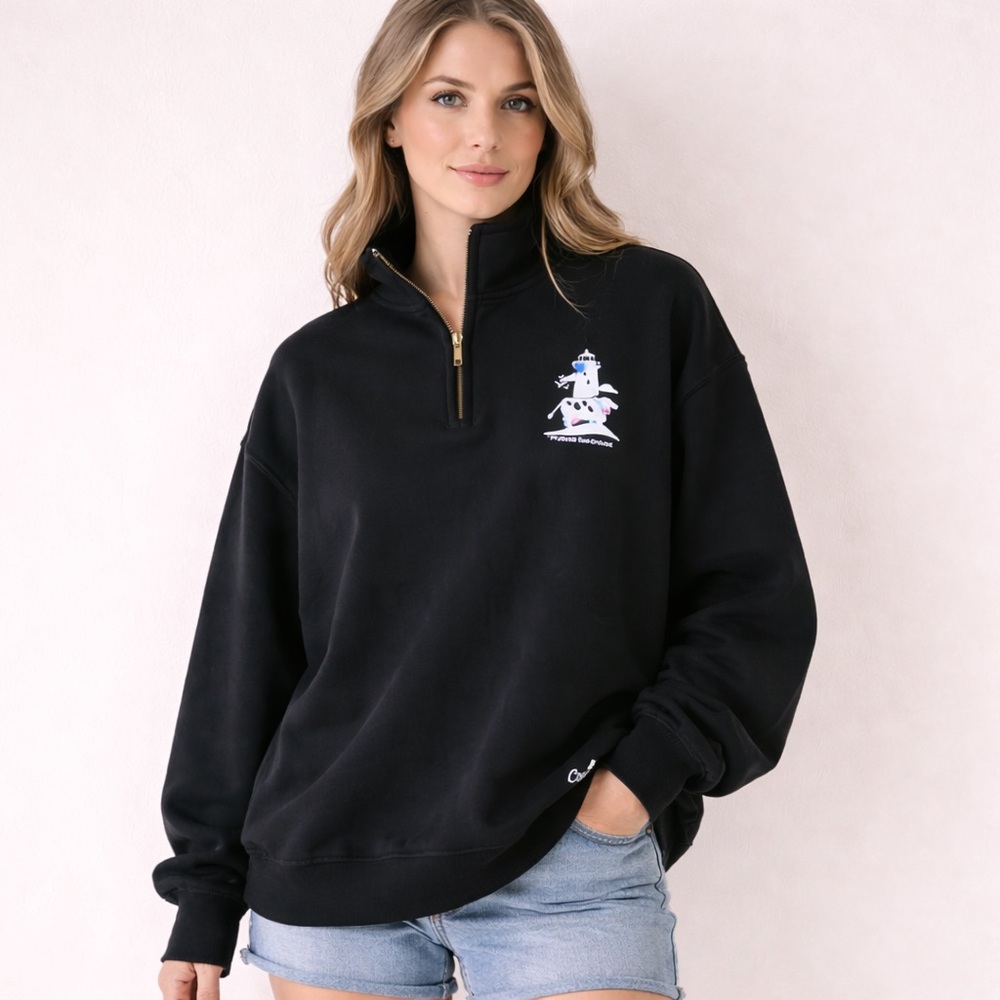 Unisex PEI Cows Black Quarter-Zip Sweatshirt